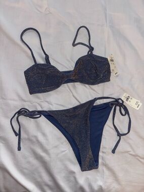 ✨NWT Aerie SET Sparkle Bandeau Scoop Bikini and Bottom